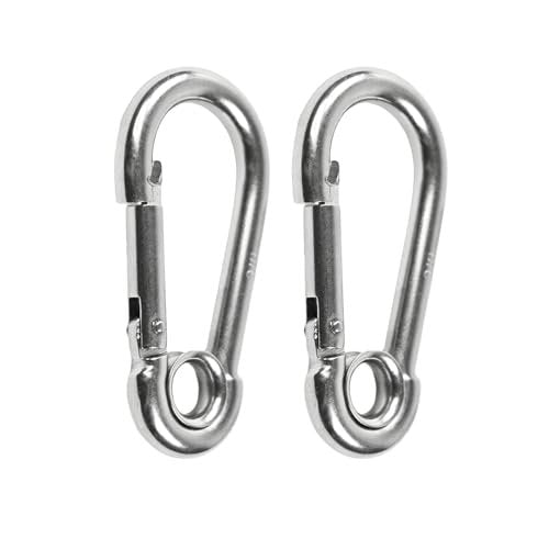 MARINE CITY 316 Mosquetones de acero inoxidable de 2-3/8 pulgadas/gancho de presión con anillo para escalada, pesca, senderismo