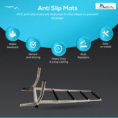 Marine City 316 Stainless Steel 3-Step Over Platform Telescoping Ladder with Handle