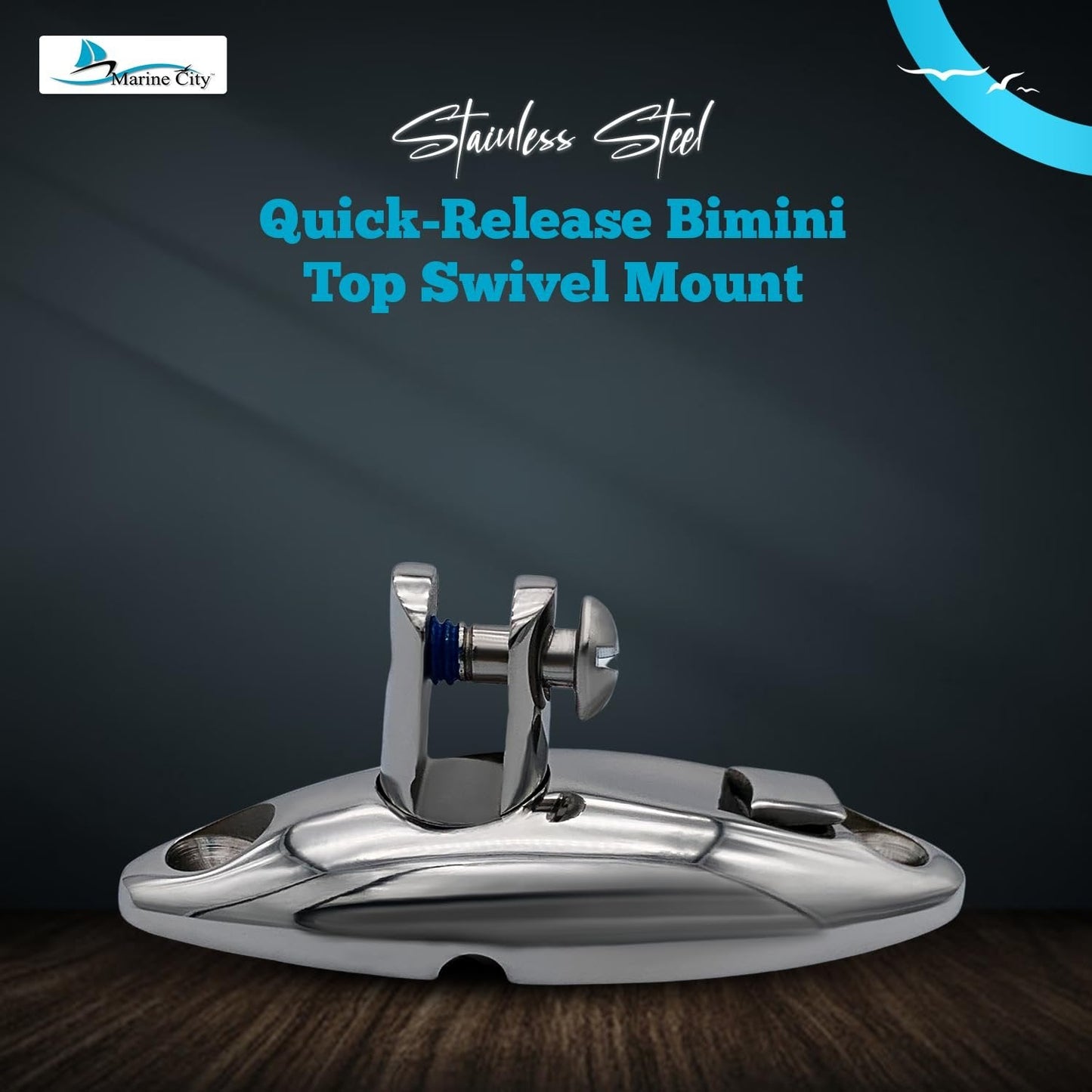 Marine City 360° Quick-Release Bimini Top Swivel Mount – 316 Stainless Steel MARINE CITY
