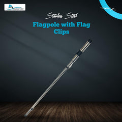 Marine City 304 Stainless Steel 41” Flagpole with Clips – 1.25” Base Diameter