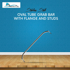 Marine City 19” Stainless Steel Oval Tube Boat Handrail with Flange & Studs