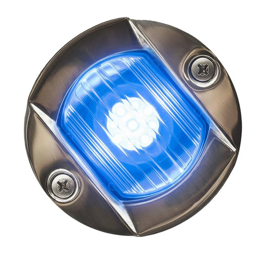 Marine City Flush Mount Blue LED Caution Light 3" – 12V 18W, 304 Stainless Steel