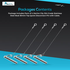 Marine City Bimini Top Quick Disconnect Pin with Cable Grip–304 Stainless Steel