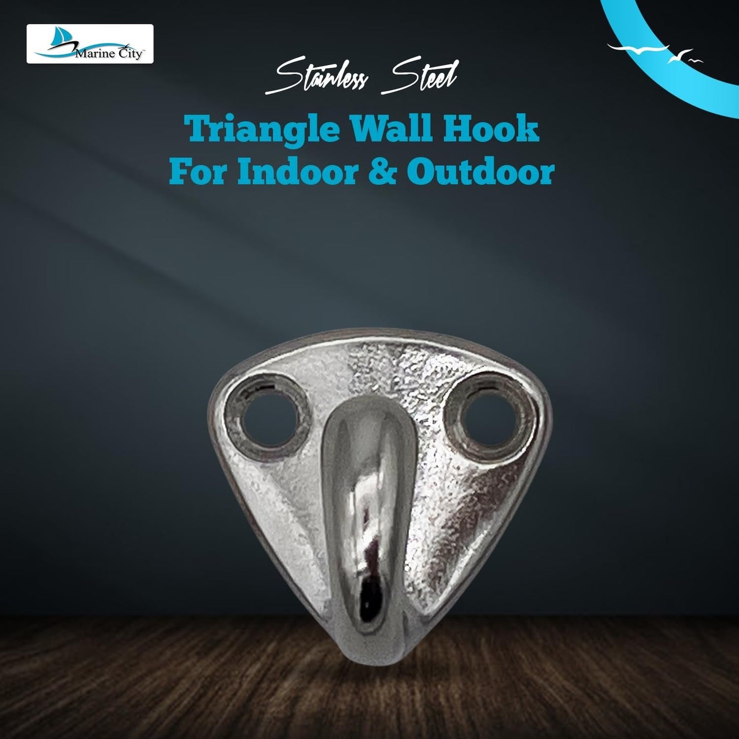 Marine City Triangle Wall Hook, Stainless Steel, 0.6” Corrosion-Resistant(4 Pcs) MARINE CITY