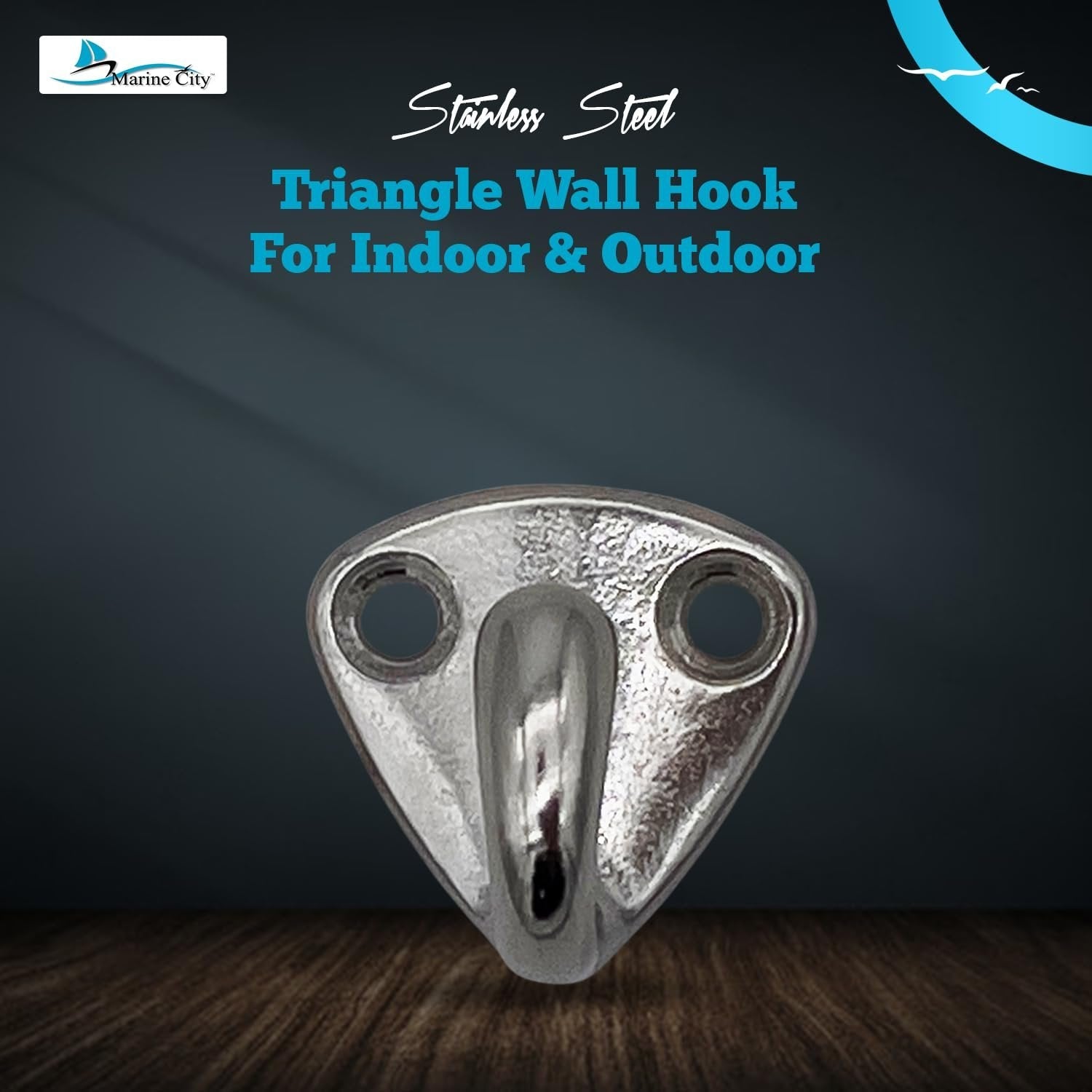Marine City Triangle Wall Hook, Stainless Steel, 0.6” Corrosion-Resistant(4 Pcs) MARINE CITY