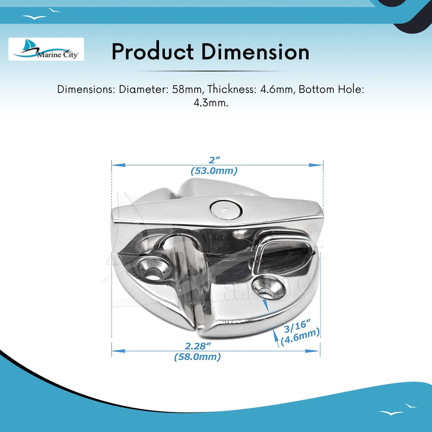 MARINE CITY Deck Hatch Latch – Stainless Steel Twist Action, Corrosion-Resistant