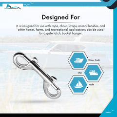 Marine City Double Ended Snap Hook Clip – 316 Stainless Steel 4” for Keys