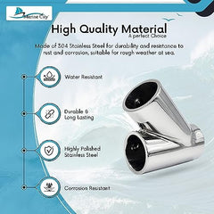 Marine City 304 Stainless Steel Tee Connector Hand Rail Fittings – (Pack of 2)