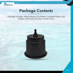 Marine City Newest Black Pattern Closeable Drain Plastic Holder for Rocky Mountain 30 oz. Mug (1pcs)