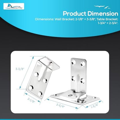 Marine City Removable Table Bracket Stainless Steel, Rust-Resistant Easy Install Marine City