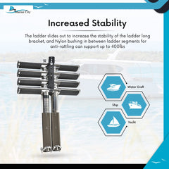 Marine City 4-Step Telescoping Swim Platform Ladder – 304 Stainless Steel