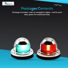 Marine City LED Navigation Lights – 316 Stainless Steel, Red & Green Pair