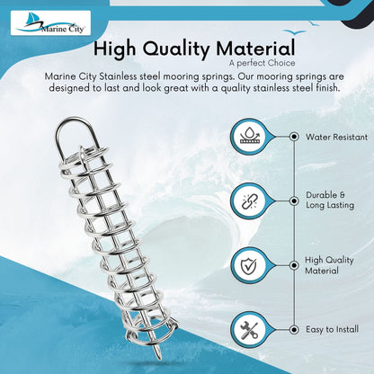Marine City Boat Anchor Dock Line Mooring Spring – 304 Stainless Steel, 14-9/16" Marine City