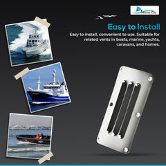 Marine City Stainless-Steel 2-1/2 inch × 5 inch Rectangle Stamped Louvered Vent