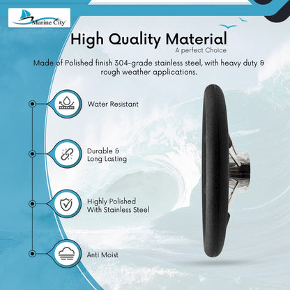Marine City Volante marino de acero inoxidable de 16" con espuma de PU y tapa de PC negra