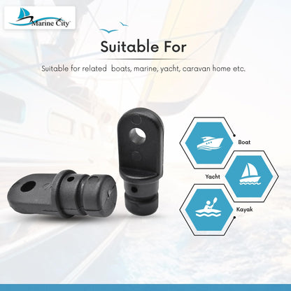 Marine City Black Nylon Bimini Top Eye End Cap - Round Inside Eye End Marine City Hardware