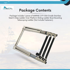 Marine City 3 Step Telescoping Boat Ladder, Stainless Steel, Anti-Slip PVC Steps
