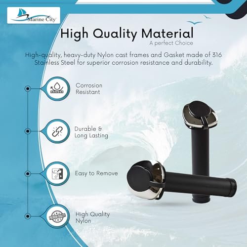 MARINE CITY Black Nylon Flush Mount Rod Holder – UV Stabilized 30° (Pack of 2)