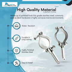 Marine City Abrazadera de acero inoxidable en Rowlocks/Oarlocks de 1-5/8 pulgadas (2 por paquete) 