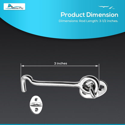 Marine City Buckle Cabin Hook and Eye Latch – 316 Stainless Steel for Door Marine City Hardware