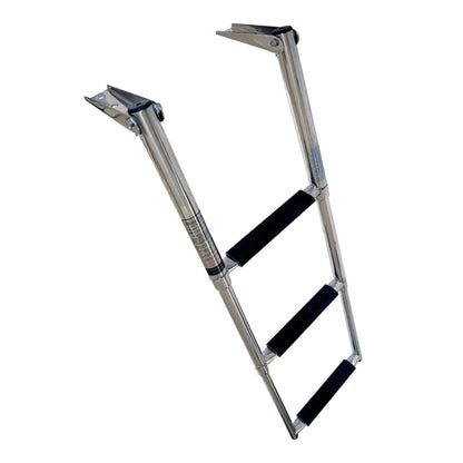 Marine City Escalera telescópica de 3 escalones de acero inoxidable (carga máxima 400 lbs)