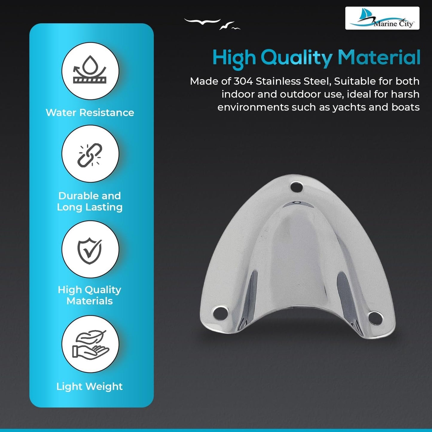 Marine City Midget Clamshell Vent Wire Cable Cover – 304 Stainless Steel Marine City Hardware