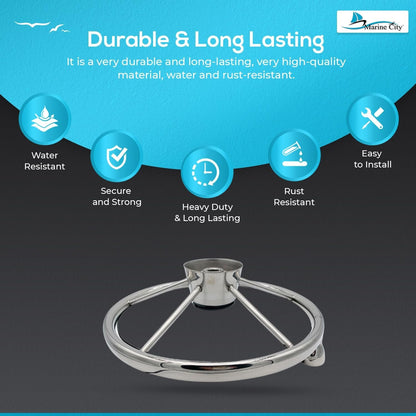 Marine City 5-Spoke Stainless Steel Steering Wheel – 13-1/2” Marine Helm Wheel MARINE CITY