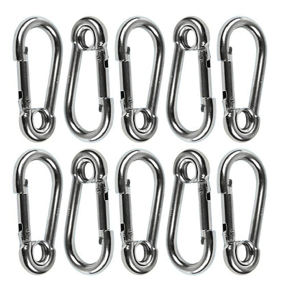 Marine City Carabiner Clip Snap Hook with Ring – 2” 316 Stainless Steel (10 Pcs)