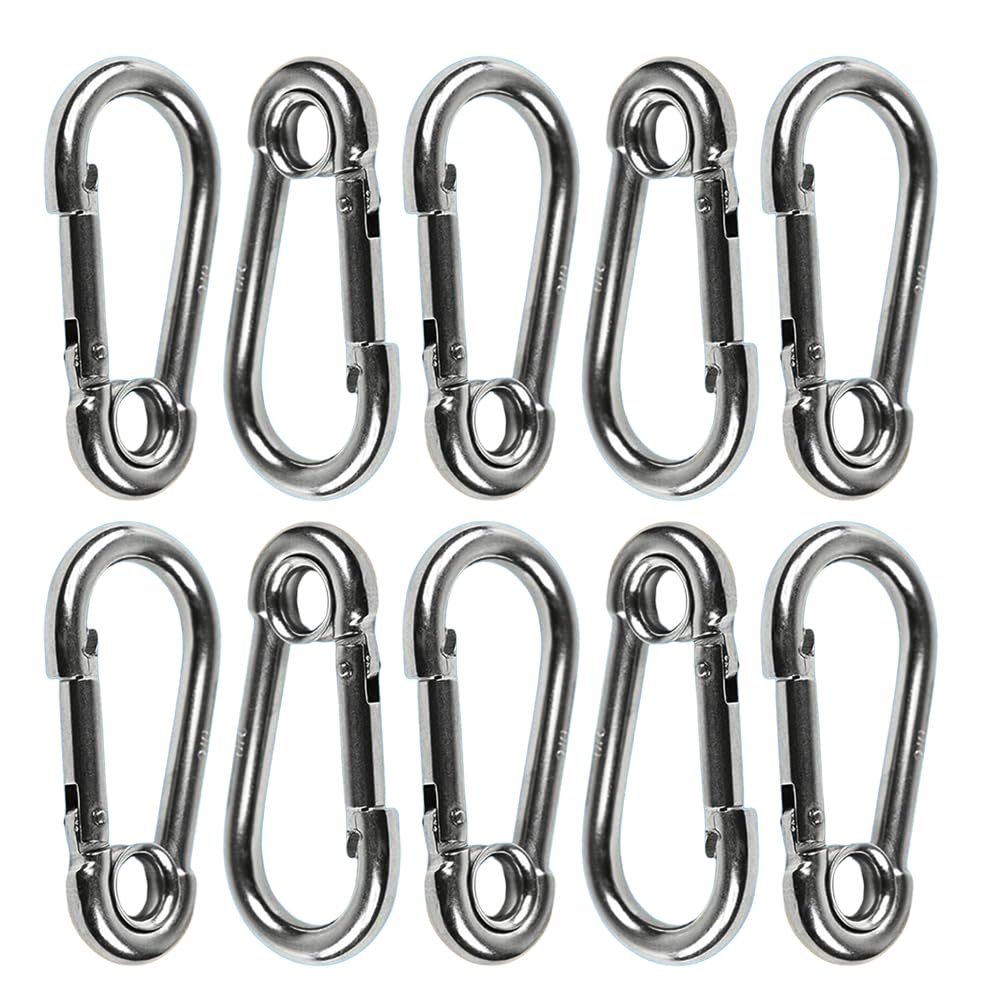 Marine City Carabiner Clip Snap Hook with Ring – 2” 316 Stainless Steel (10 Pcs)
