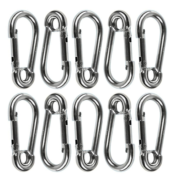 Marine City Carabiner Clip Snap Hook with Ring – 2” 316 Stainless Steel (10 Pcs)