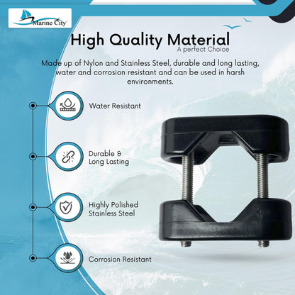 Marine City Nylon Rail Mount Brackets, Fits 7/8”-1” Round & Square Tubes (2 Pcs)