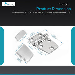 Marine City Stainless Steel 5-Point Fixing Short Sided Strap Hinges with Cover Cap