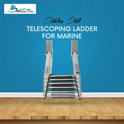 MARINE CITY 6-Step Telescoping Swim Ladder – 304 Stainless Steel, Wide Pedals MARINE CITY