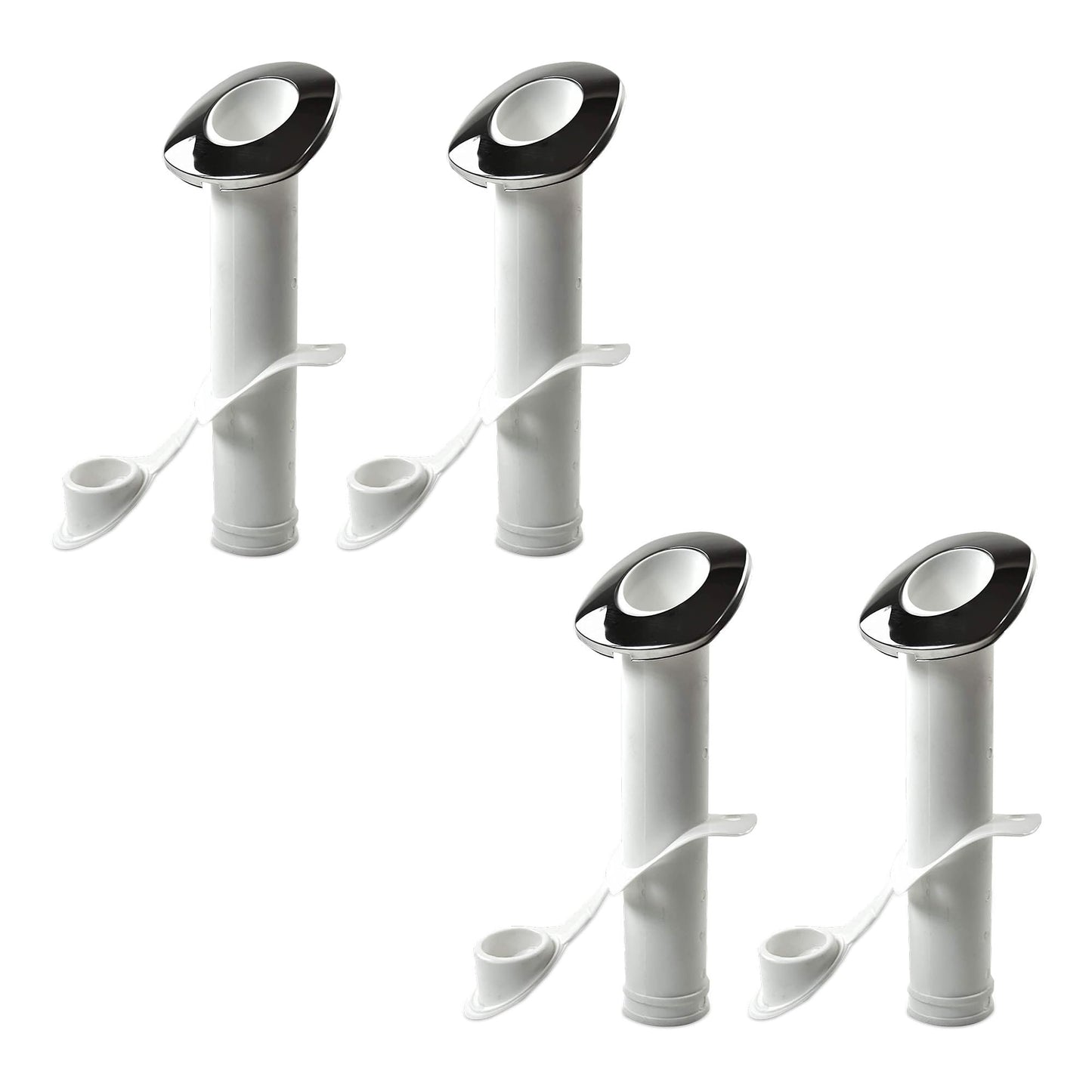 MARINE CITY White Nylon Flush Mount Rod Holder – UV Stabilized 30° (Pack of 4)