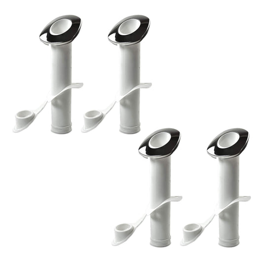 MARINE CITY White Nylon Flush Mount Rod Holder – UV Stabilized 30° (Pack of 4)