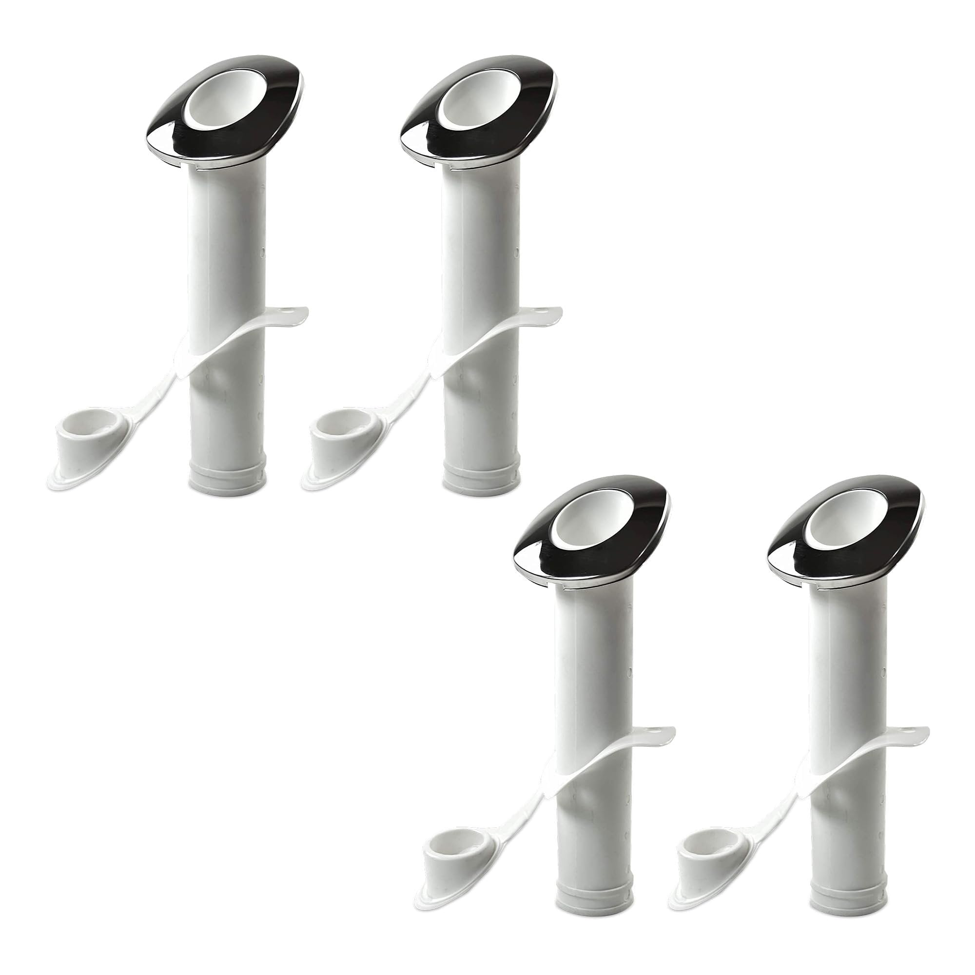 MARINE CITY White Nylon Flush Mount Rod Holder – UV Stabilized 30° (Pack of 4)