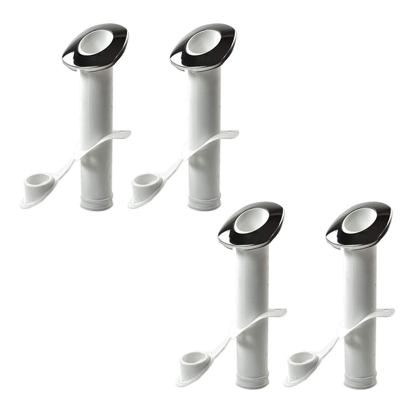 MARINE CITY White Nylon Flush Mount Rod Holder – UV Stabilized 30° (Pack of 4)