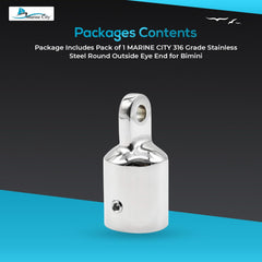 Marine City 316 extremo de ojo exterior de acero inoxidable para tubo redondo Bimini Top de 1