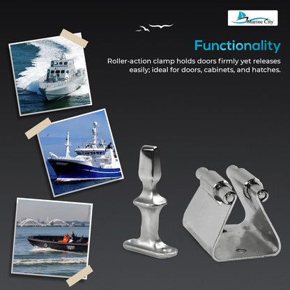Marine City Tope de puerta de acero inoxidable y soporte para barco, RV (altura: 2-3/4") (L)