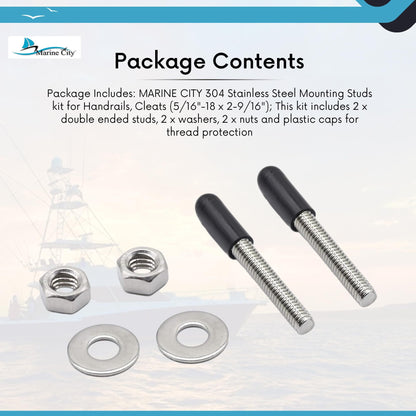 Marine City Mounting Studs Kit for Handrails & Cleats – 304 Stainless Steel