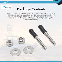 Marine City Mounting Studs Kit for Handrails & Cleats – 304 Stainless Steel