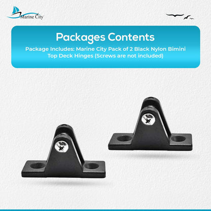 Marine City 2 Pcs Boat Bimini Top Nylon Black 80 Degree Deck Hinge Marine City Hardware