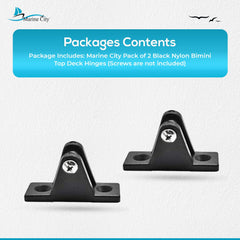 Marine City 2 Pcs Boat Bimini Top Nylon Black 80 Degree Deck Hinge