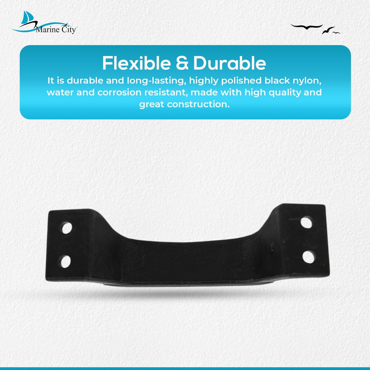 Marine City Black Plastic Transom Step Handle – 6-3/8” Width, Glass-Reinforced