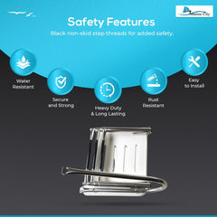 Marine City 304 Stainless Steel 3-Step O/B Swim Platform Telescoping Boat Ladder