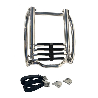 Marine City 4-Step Telescoping Boat Ladder – 316 Stainless Steel, Curved R10” MARINE CITY
