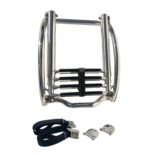 Marine City 4-Step Telescoping Boat Ladder – 316 Stainless Steel, Curved R10” MARINE CITY