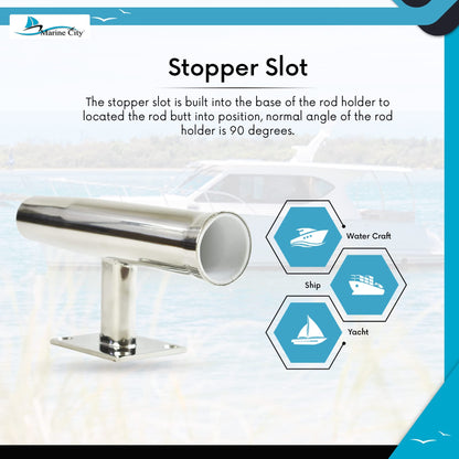 Marine City Tournament Style Single Rod Holder – Stainless Steel, 90° Angle