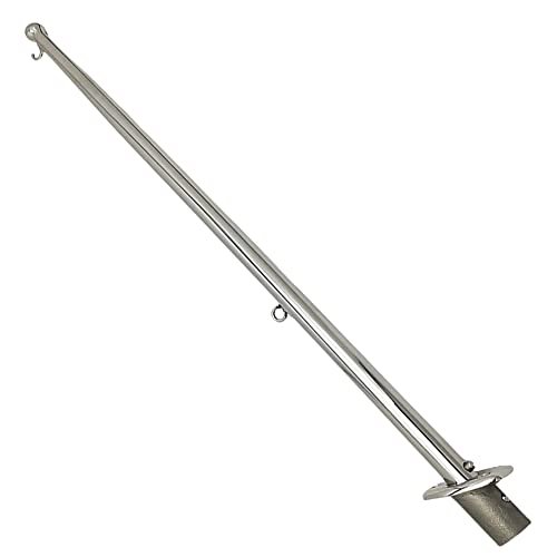 MARINE CITY 30-Inch Flag Stanchion Pole & Base Kit – Stainless Steel, Adjustable MARINE CITY
