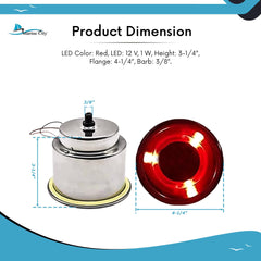 MARINE CITY Stainless Steel 3 Red LED Drink Cup Holder with Drain for Boat, RV, Poker Table, Counter Top, Dashboard